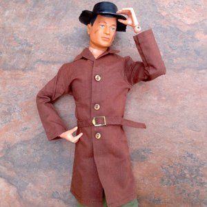 1964 GI JOE Undercover Agent Brown Trench Coat & Belt Adventure Team